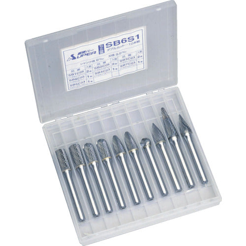Super Super Carbide Bur Set Shank diameter 6mm, 10-piece set (7 types included) SB6S1 1 S