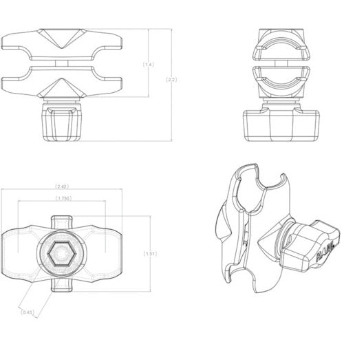 ラムマウント ダブルソケットアームS RAM-B201U-A 1 個