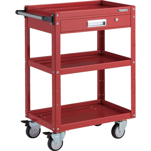 TRUSCO Tool Wagon Eagle Wagon 600X400XH880 with drawer, 4 swivel wheels, urethane wheels, red EGW-963VUJ-RR 1 unit