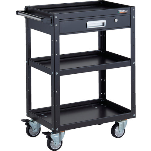 TRUSCO Tool Wagon Eagle Wagon 600 x 400 x H880 with drawer, 4 swivel wheels, urethane wheels, black EGW-963VUJ-BKBK 1 unit