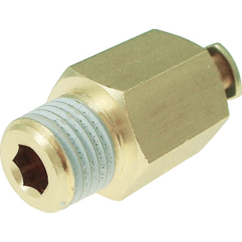 Chiyoda Tube Fitting (Elbow) Touch Connector Nipple Connector (Metal) Applicable Tube Outer Diameter D: 8mm Connection Size: R1/8 CKN-8-01 1 pc