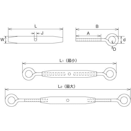 미즈모토 스테인리스 파이프 턴 버클(아이&아이) 비늘 지름 M-4 B3054 1봉