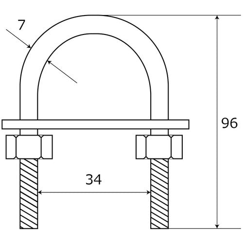 WAKI Long leg U-bolt set 15-819 M8X90 15-819 1 piece