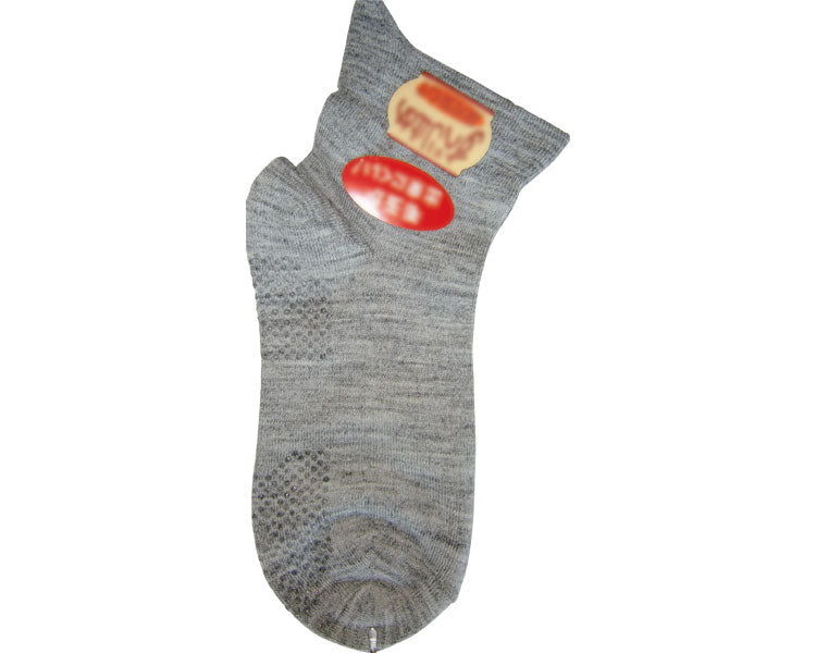 Socks that can be put on with one hand, wool blend, with anti-slip properties, for women / 554S 22-24cm, grey, 1 pair
