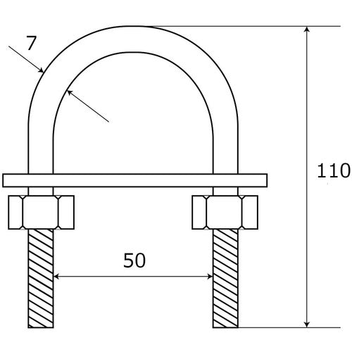 WAKI Long leg U-bolt set 15-820 M8X100 15-820 1 piece
