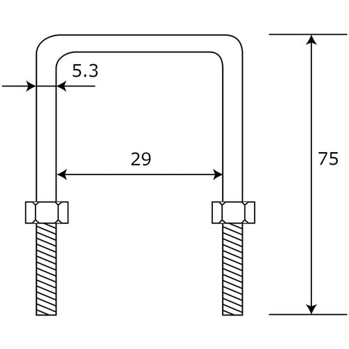 WAKI Long leg U-shaped bolt nut 15-812 M6X70 15-812 1 piece