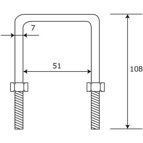 WAKI Long leg U-shaped bolt nut 15-814 M8X100 15-814 1 piece