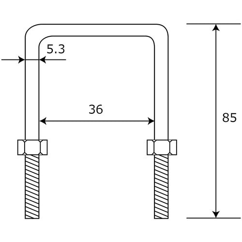 WAKI Long leg U-shaped bolt nut 15-813 M6X80 15-813 1 piece