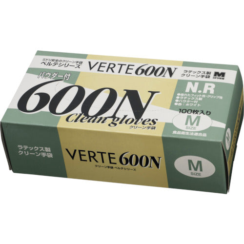 ミドリ安全 天然ゴムディスポ手袋 Mサイズ (100枚入) VERTE-600N-M 1 箱