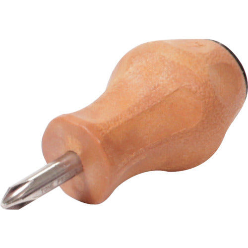 TONE Wooden Handle Driver Smooth Stubby Driver Tip No. 2 Shaft Length 25mm Total Length 82mm PWSD-P2 1 pc