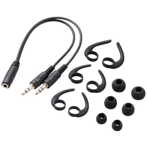 エレコム マイクアーム付インナーイヤー型ヘッドセット 両耳 4極 変換ケーブル付 ブラック HS-EP15TBK 1 個