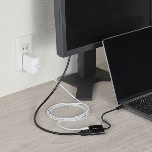 ELECOM TYPE-C 영상 변환 어댑터 TYPEC-HDMI & 급전 포트 블랙 AD-CHDMIPDBK 1개