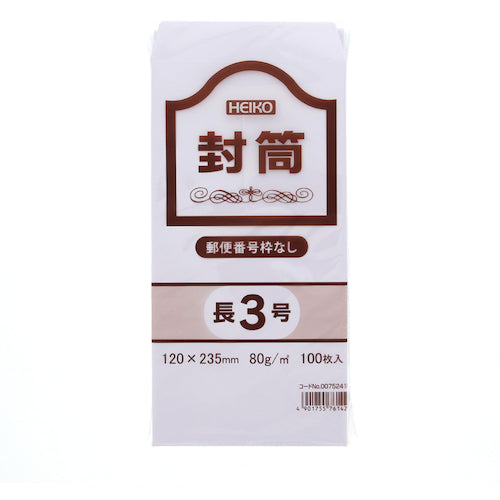 HEIKO Kent envelope for business use, long 3, 80g, no postal code frame, 100 pieces, 007524100, 1 bag