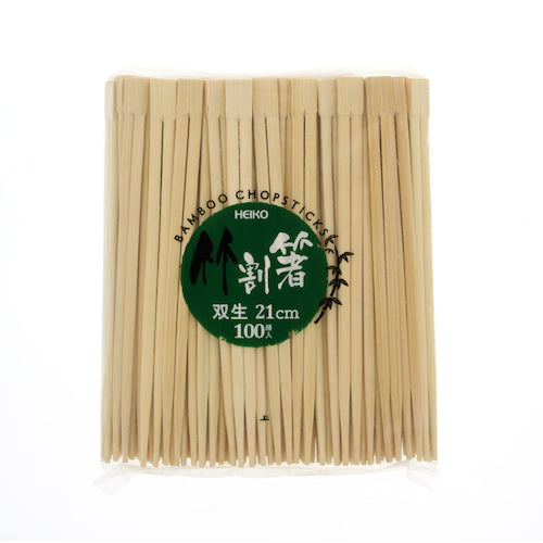 HEIKO Bamboo Chopsticks, 21cm, Twin, Pack of 100, 004636338, 1 bag