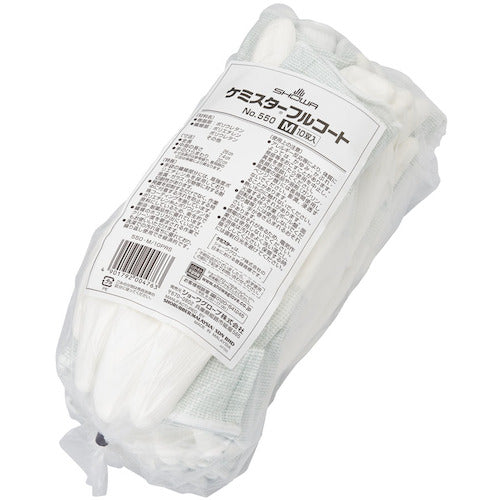 SHOWA 【売切廃番】耐切創手袋 No550ケミスターフルコート 10双入 ホワイト Mサイズ NO550-M 1 袋