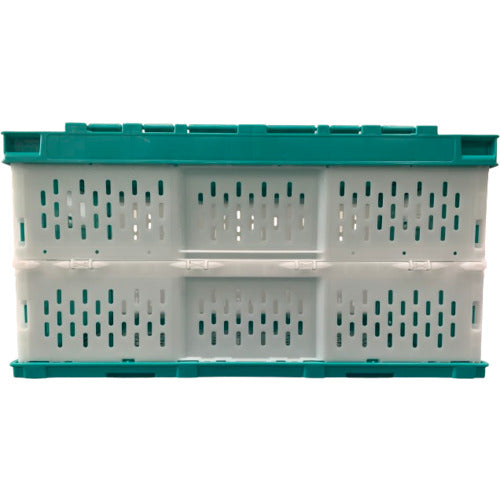 Sanko Folding Container with Integrated Lid 558570 Flat C-41A Green/White SKSO-C41A-GRWH 1 pc