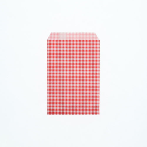 HEIKO Flat Bag Patterned Small Bag R Type Gingham Mini Red R-85 200 pieces 006521505 1 bag