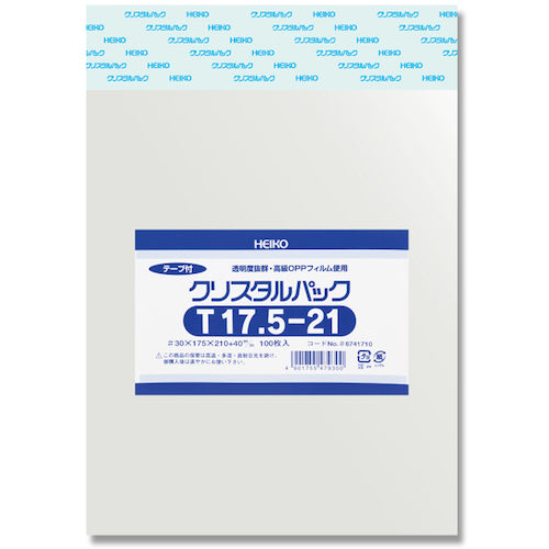 HEIKO OPP袋 クリスタルパック テープ付 T 17.5−21 100枚入り 006741710 1 袋