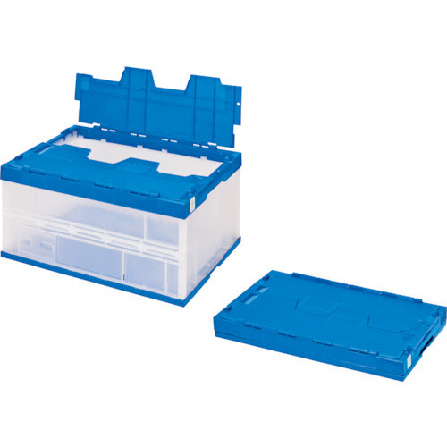 세키스이 접이식 컨테이너 에코 타입 뚜껑 일체형 투명×다크 블루 75리터 투명 블루 STSF7DB 1개