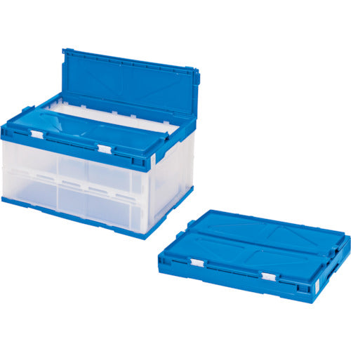 세키스이 접이식 컨테이너 에코 타입 뚜껑 일체형 투명×다크 블루 40리터 투명 블루 STSF4DB 1개