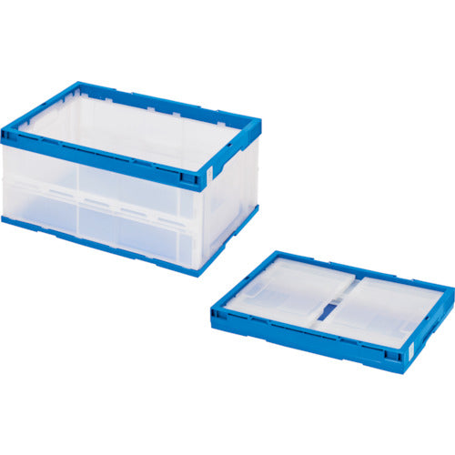 세키스이 접이식 컨테이너 에코 타입 뚜껑 없음 투명×다크 블루 40리터 투명 블루 STS4DB 1개