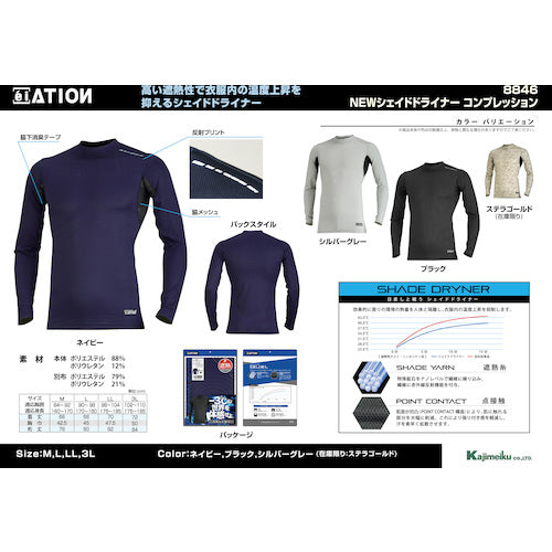 カジメイク 8846 Newシェイドドライナーコンプレッション ブラック M 8846-91-M 1 着