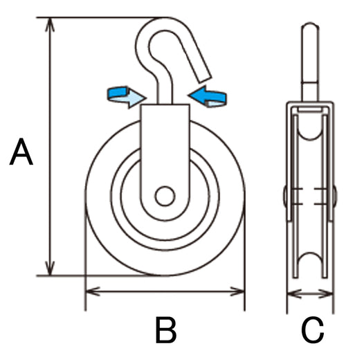 Mizumoto nylon pulley for rope diameters up to 9mm B-1338 1 pc