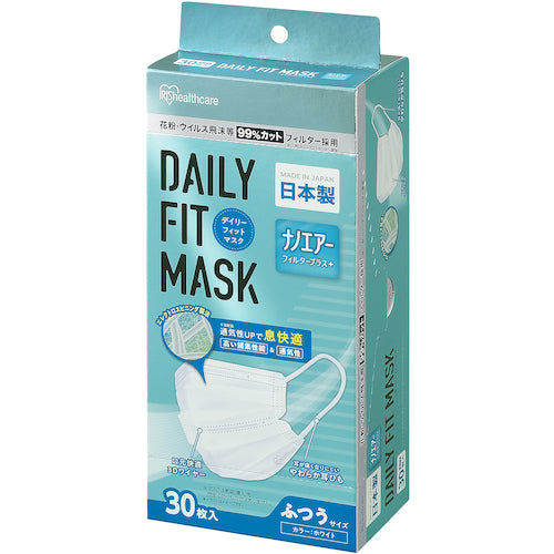 IRIS 291097 デイリーフィットマスク ナノエアーフィルタープラス ふつう 30枚入 白 PN-DNI30L 1 箱