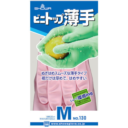 SHOWA 염화 비닐 장갑 No130 비니 톱 얇은 핑크 M 사이즈 NO130-MP 1 쌍
