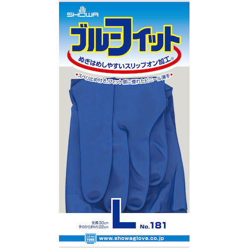 SHOWA 염화 비닐 장갑 No181 블루 피트 (얇은) L 사이즈 NO181-L 1 쌍