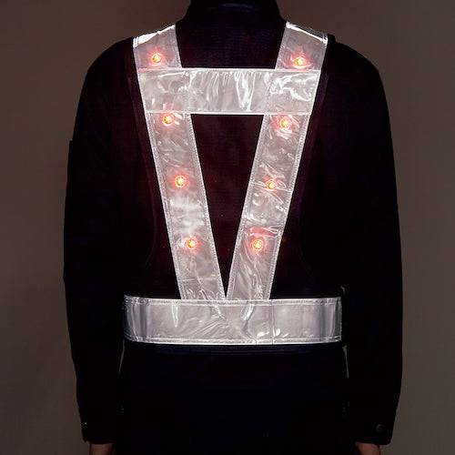 Midori Juji LED built-in vest Navy mesh/white reflective/red LED LED vest - 70KW (Navy/White/Red) Reflective width 70mm type 238036 1 unit