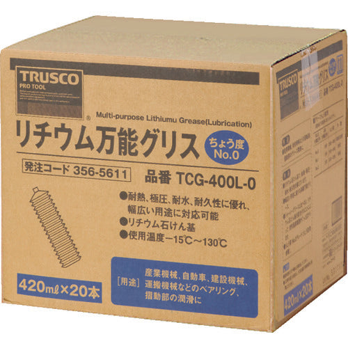 TRUSCO Lithium All-Purpose Grease #0 420ml Box of 20 TCG-400L-0 20 Bottles