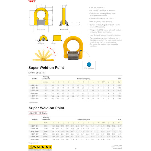 YOKE Super Point for Welding 12.8t 8-0575-160 1 piece