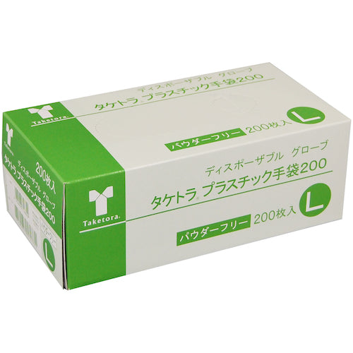 Taketora Plastic Gloves 200 Powder Free Large 200 pieces 075884 1 box