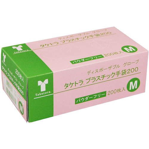 Taketora Plastic Gloves 200 Powder Free Medium 200 pieces 075883 1 box