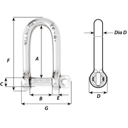 Wichard セルフロックロングDシャックル 10mm 1215 1 個