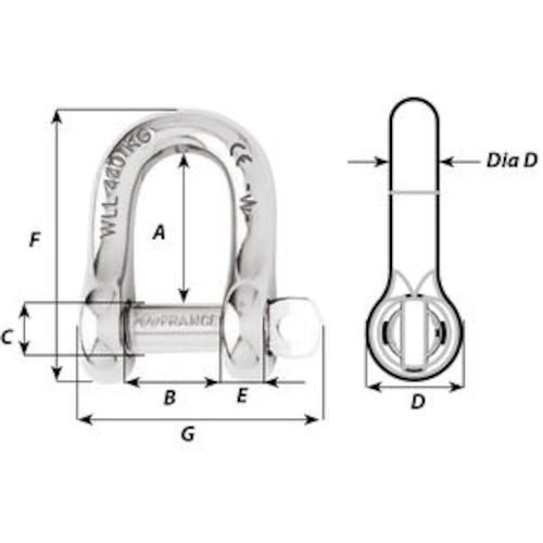 Wichard キャプティブピンDシャックル 10mm 1405 1 個