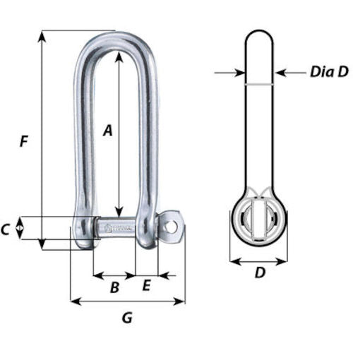 Wichard キャプティブピンロングDシャックル 8mm 1414 1 個