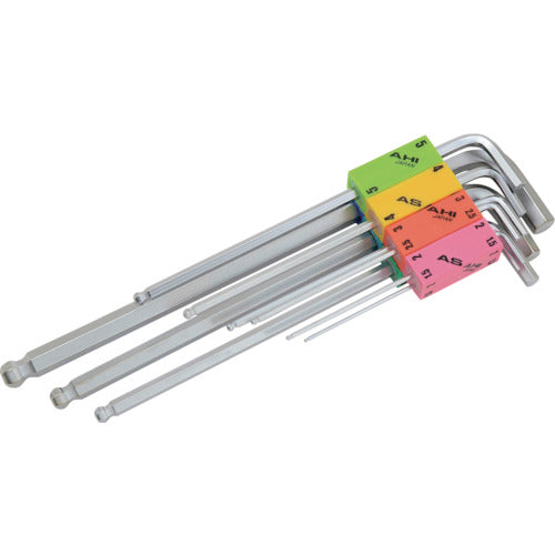 ASH ロングボールポイント六角棒レンチセット 連結ホルダー付9本組セット AQTS910 1 S