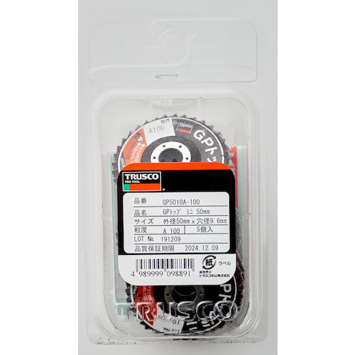 TRUSCO GPトップミニ Φ50X穴径10.0mm #100 (5枚入) GP5010A-100 1 箱