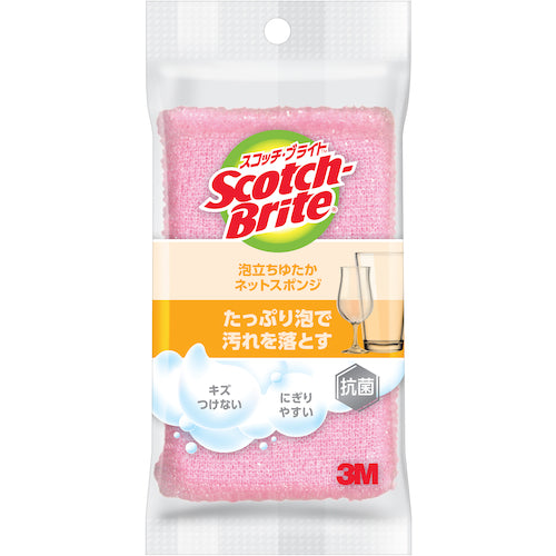3M Scotch-Brite Rich Foaming Net Sponge Pink WNT-77KP 1 piece