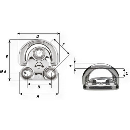 Wichard フォールディングパッドアイ 穴径8mm 3穴 6605 1 個