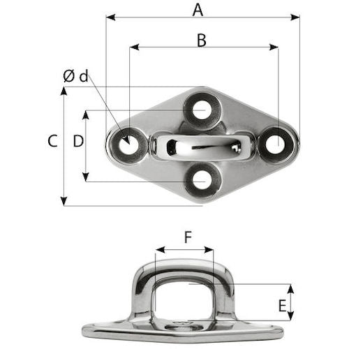 Wichard ダイヤモンドパッドアイ スクエア 98mm M8 6656 1 個