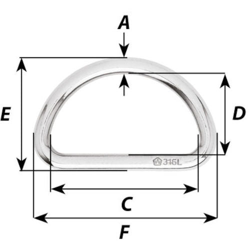 Wichard Dリング SUS316L 線径6mm 内幅50mm 6712 1 個