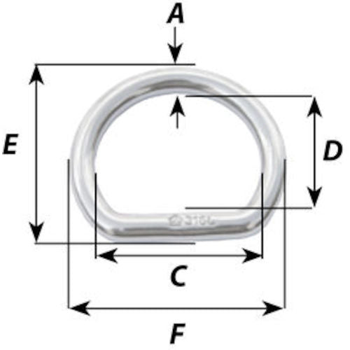 Wichard Dリング SUS316L 線径5mm 内幅50mm 6721 1 個