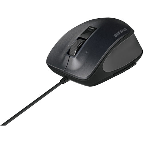 BAFFALO Wired Blue LED Premium Fit Mouse, Medium Size, Black, BSMBU500MBK, 1 pc