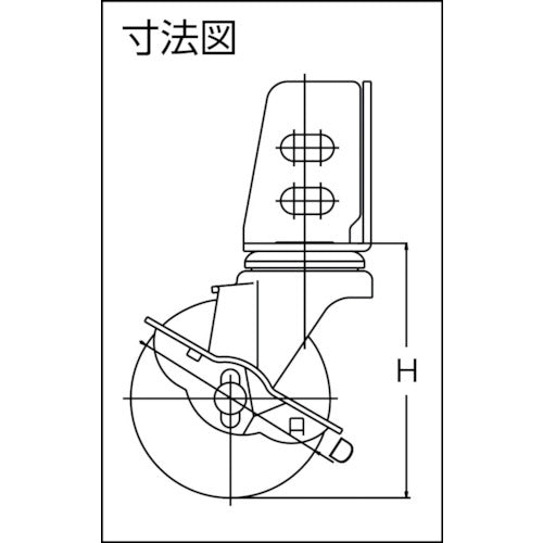 TRUSCCO 앵글식 그레이 고무 캐스터 자재 S부착 Φ100 TYSA-100NRPS-G 1개