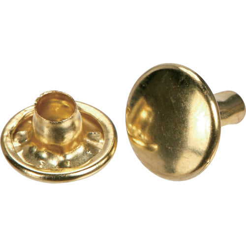 TRUSCO 大カシメ スチール 真鍮メッキ 9mm 足長11.5mm 30組入 (ブリスターパック入) P-THP-CB11.5 1 PK