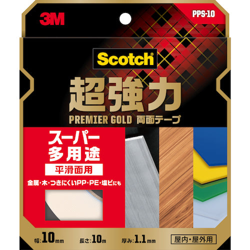 3M 스카치 초강력 양면 테이프 프리미어 골드 슈퍼 다용도 10mm×10m PPS-10 1권