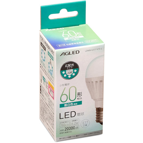 IRIS 522215 LED bulb E17 wide light distribution 60 type equivalent daylight white (20000 hours) LDA6N-G-E17-6T6-E 1 piece